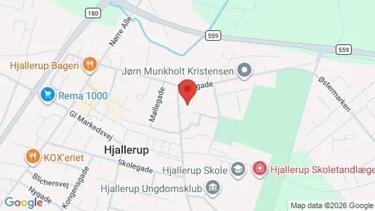Andelsboliger til salg i Hjallerup - kort over placeringen