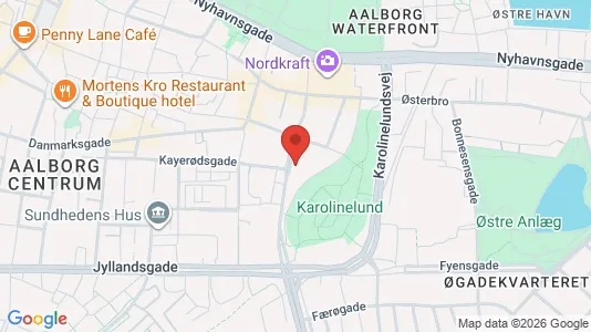 Andelsboliger til salg i Aalborg Centrum - kort over placeringen