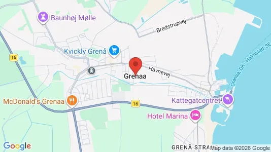 Andelsboliger til salg i Grenaa - kort over placeringen