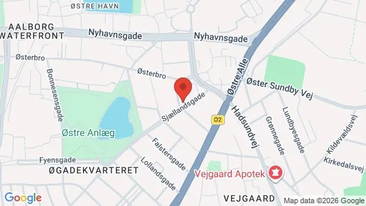Andelsboliger til salg i Aalborg Centrum - kort over placeringen