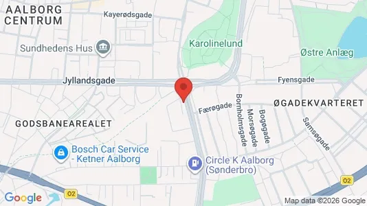 Andelsboliger til salg i Aalborg Centrum - kort over placeringen