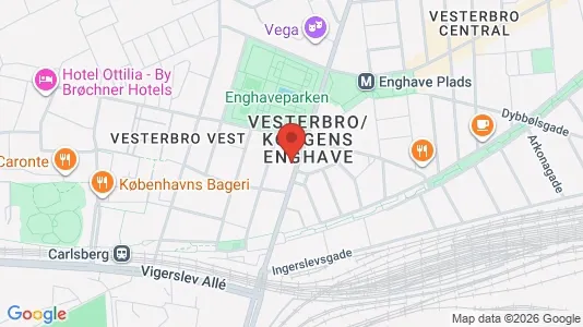 Andelsboliger til salg i Vesterbro - kort over placeringen
