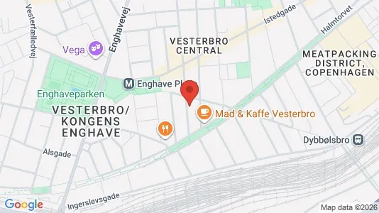 Andelsboliger til salg i Vesterbro - kort over placeringen