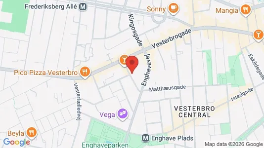 Andelsboliger til salg i Vesterbro - kort over placeringen