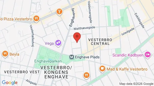 Andelsboliger til salg i Vesterbro - kort over placeringen