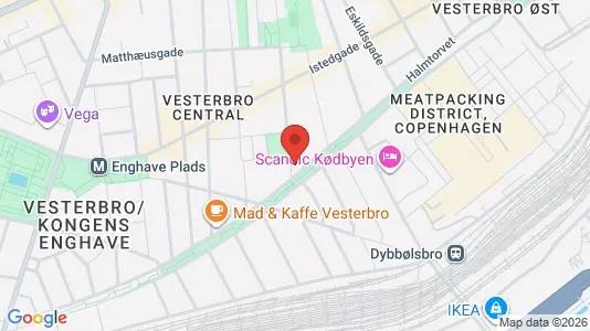 Andelsboliger til salg i Vesterbro - kort over placeringen