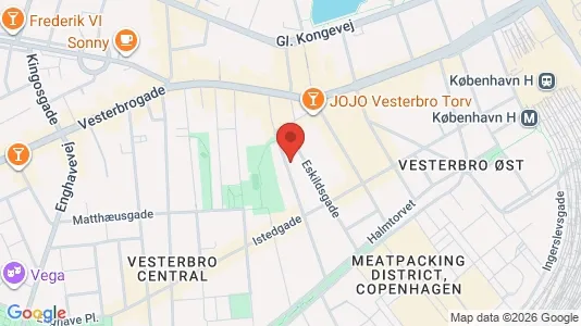 Andelsboliger til salg i Vesterbro - kort over placeringen
