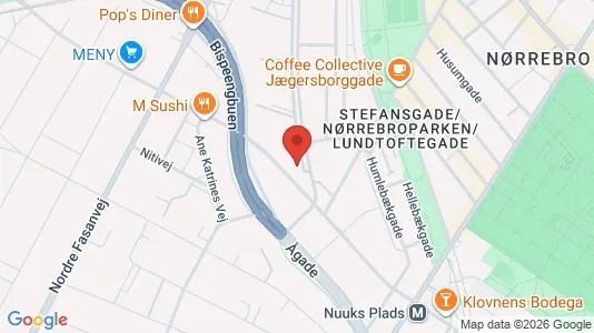 Andelsboliger til salg i Nørrebro - kort over placeringen