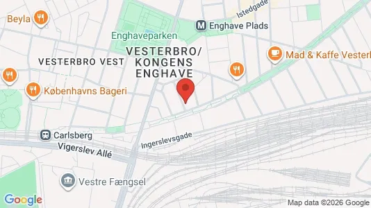Andelsboliger til salg i Vesterbro - kort over placeringen