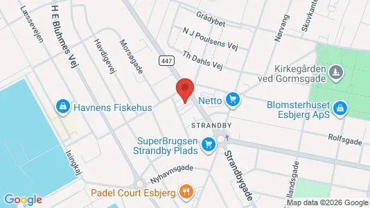 Andelsboliger til salg i Esbjerg Centrum - kort over placeringen