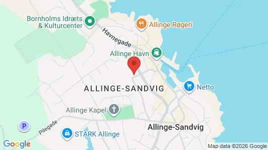Andelsboliger til salg i Allinge - kort over placeringen