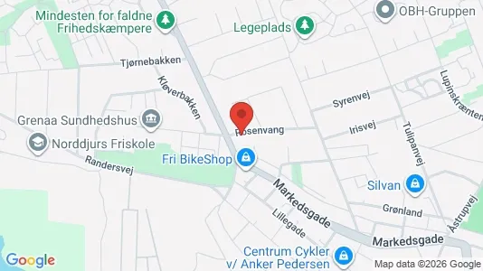 Andelsboliger til salg i Grenaa - kort over placeringen
