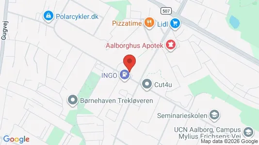 Andelsboliger til salg i Aalborg SØ - kort over placeringen