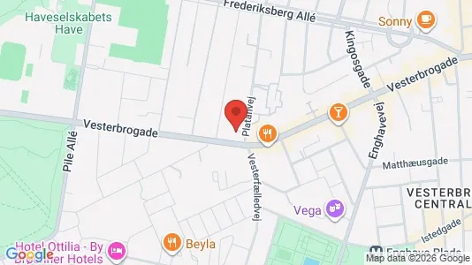 Andelsboliger til salg i Frederiksberg C - kort over placeringen