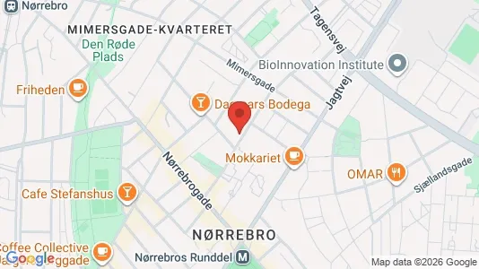 Andelsboliger til salg i Nørrebro - kort over placeringen