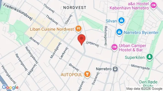 Andelsboliger til salg i København NV - kort over placeringen
