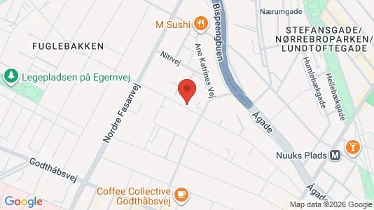 Andelsboliger til salg i Frederiksberg - kort over placeringen