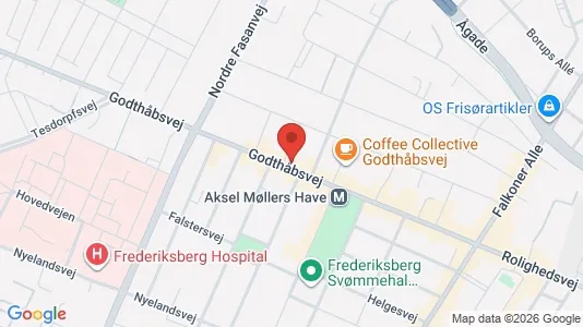 Andelsboliger til salg i Frederiksberg - kort over placeringen
