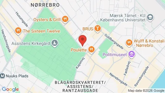Andelsboliger til salg i Nørrebro - kort over placeringen
