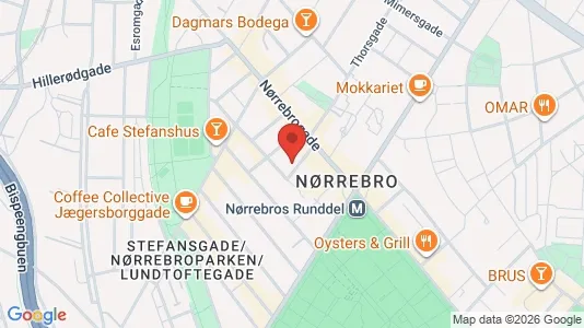 Andelsboliger til salg i Nørrebro - kort over placeringen