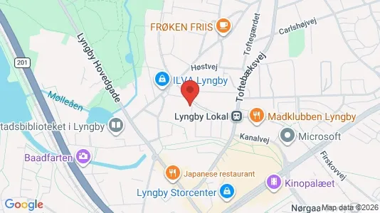 Andelsboliger til salg i Kongens Lyngby - kort over placeringen