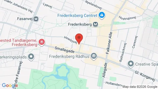 Andelsboliger til salg i Frederiksberg - kort over placeringen