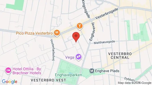 Andelsboliger til salg i Vesterbro - kort over placeringen