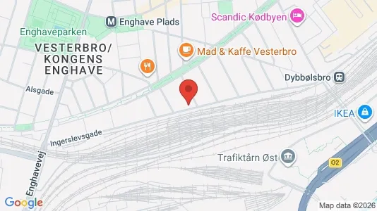 Andelsboliger til salg i Vesterbro - kort over placeringen