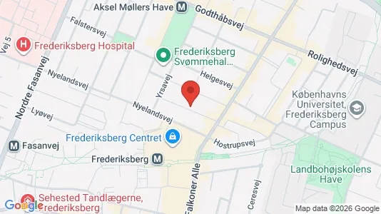 Andelsboliger til salg i Frederiksberg - kort over placeringen