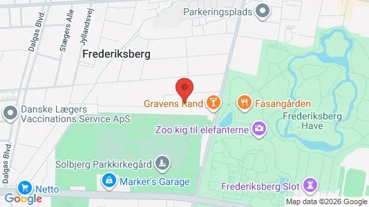 Andelsboliger til salg i Frederiksberg - kort over placeringen