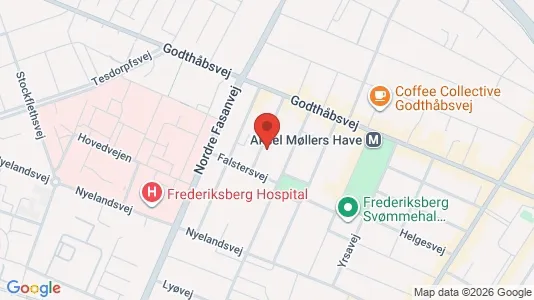 Andelsboliger til salg i Frederiksberg - kort over placeringen