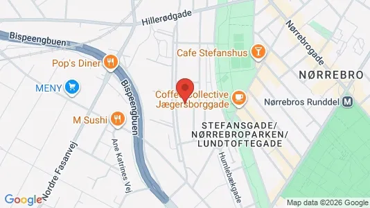 Andelsboliger til salg i Nørrebro - kort over placeringen