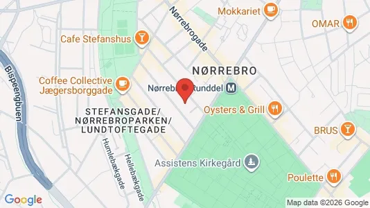 Andelsboliger til salg i Nørrebro - kort over placeringen