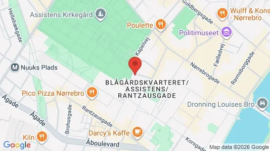 Andelsboliger til salg i Nørrebro - kort over placeringen