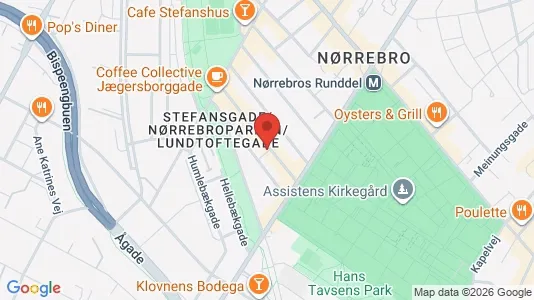 Andelsboliger til salg i Nørrebro - kort over placeringen