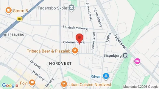 Andelsboliger til salg i København NV - kort over placeringen