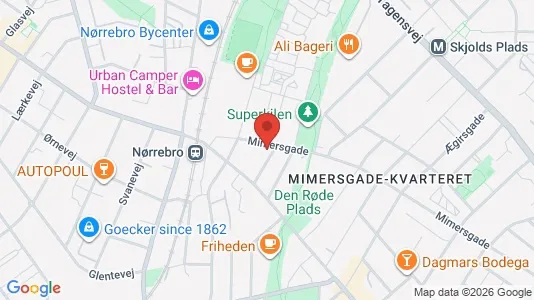 Andelsboliger til salg i Nørrebro - kort over placeringen