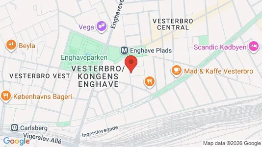Andelsboliger til salg i Vesterbro - kort over placeringen