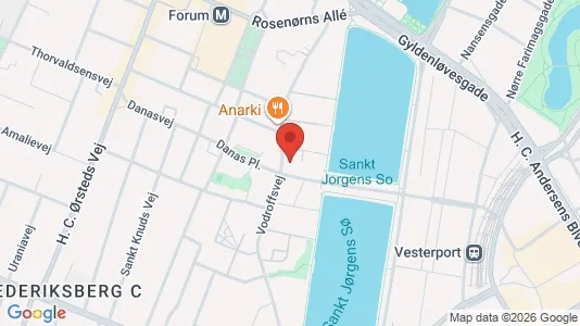 Andelsboliger til salg i Frederiksberg C - kort over placeringen